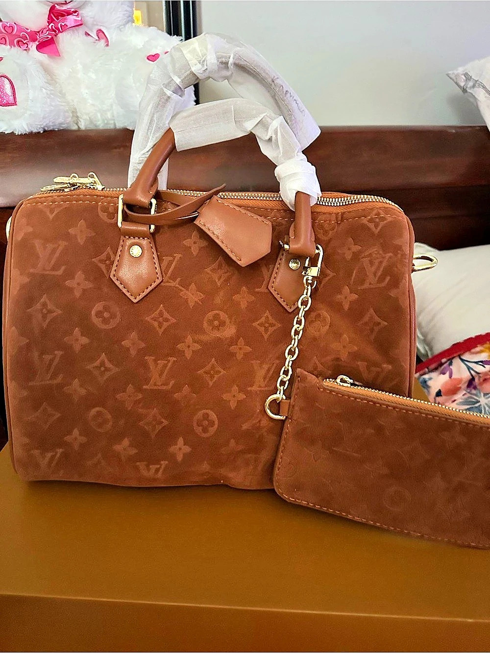 Louis Vuitton Speedy Bandoulière 30 Suede Brown Bag - Picture 2 of 7